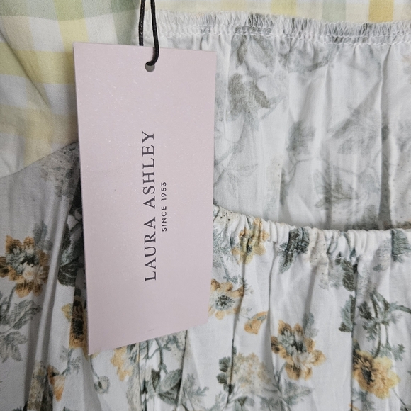 Laura Ashley Floral Ruffle Sleeve and Plaid Accents Dress Size 4 - Picture 6 of 11